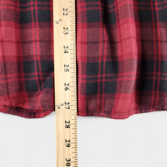 Rails Hunter Plaid Shirt Women's Large Crimson Pitch 100% Rayon Button Down - Picture 12 of 14